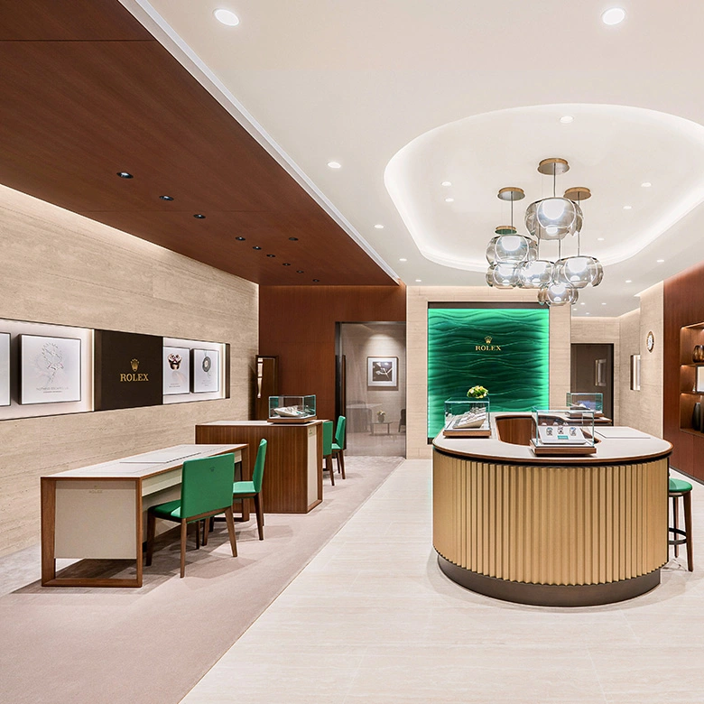 Interior view of Chang Ein Hong Rolex boutique in Brunei, showcasing elegant displays in a refined, contemporary setting. | Rolex Retail Store - Chang Ein Hong