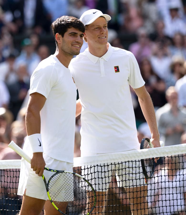 Tennis players Carlos Alcaraz and Jannik Sinner at Wimbledon - Chang Ein Hong