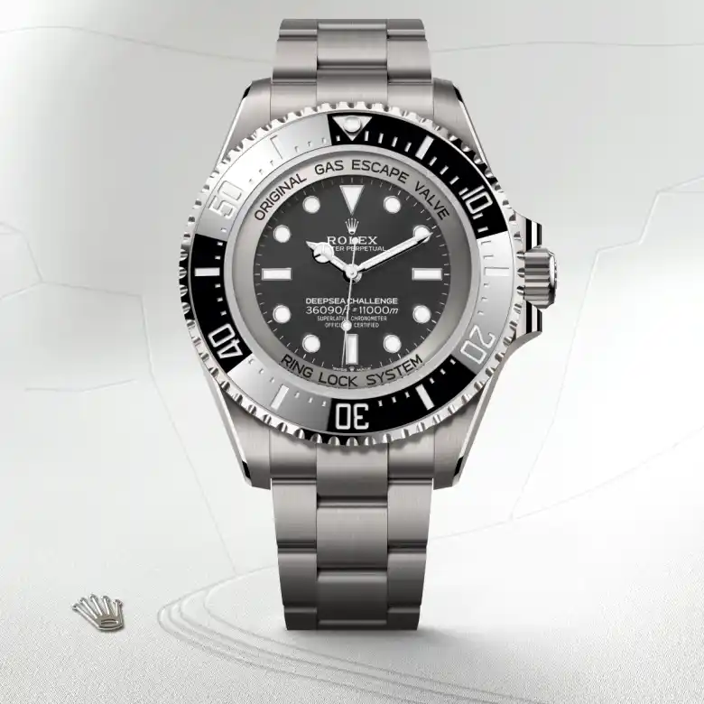 The The Rolex Deepsea Challenge in RLX titanium shown against a muted, elegant background. - Chang Ein Hong