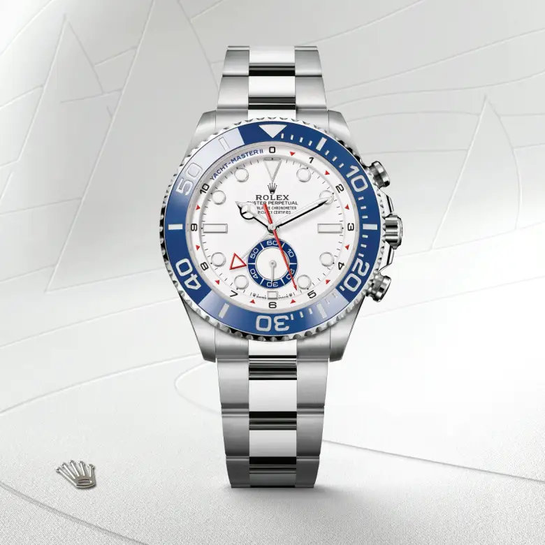 The The Rolex Yacht-Master II in Oystersteel shown against a muted, elegant background. - Chang Ein Hong