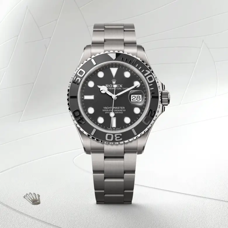 The The Rolex Yacht-Master 42 in RLX titanium shown against a muted, elegant background. - Chang Ein Hong