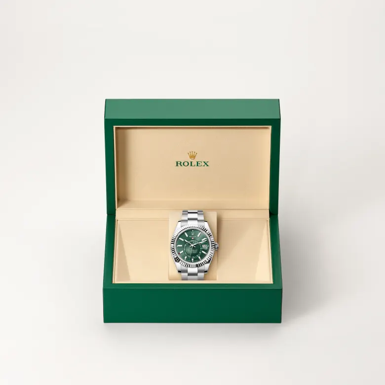 The The Rolex Sky-Dweller in Oystersteel and white gold in the Rolex presentation box. - Chang Ein Hong