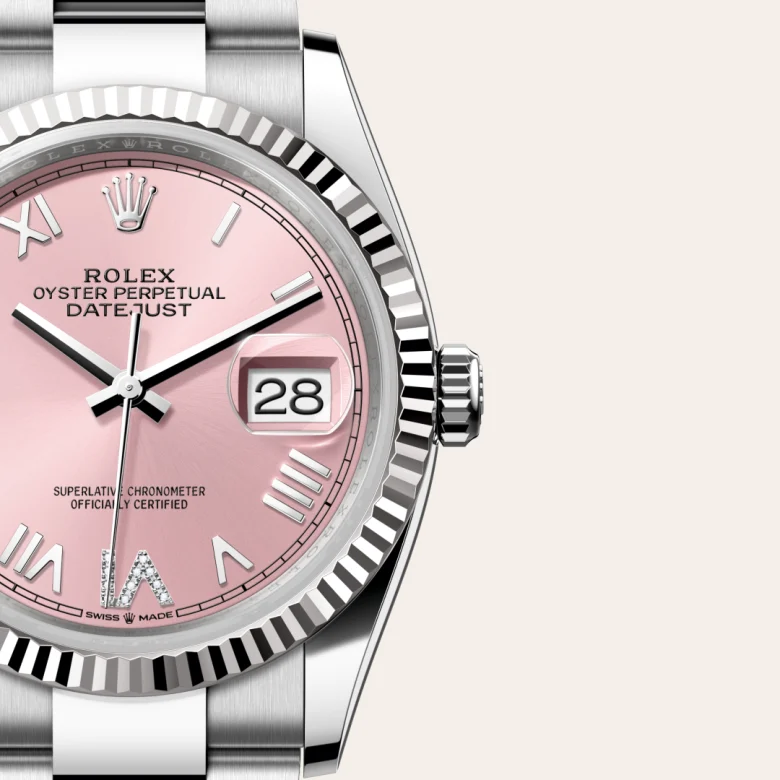A close-up view of the The Rolex Datejust 36 in Oystersteel and white gold. - Chang Ein Hong