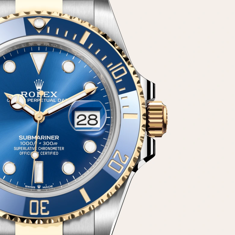 A close-up view of the The Rolex Submariner Date in Oystersteel and yellow gold. - Chang Ein Hong