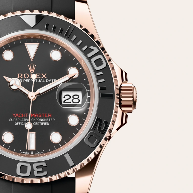 A close-up view of the The Rolex Yacht-Master 40 in Everose gold. - Chang Ein Hong