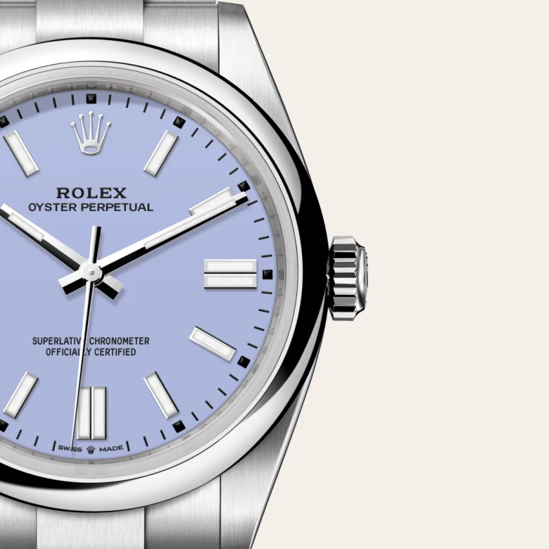 A close-up view of the The Rolex Oyster Perpetual 41 in Oystersteel. - Chang Ein Hong
