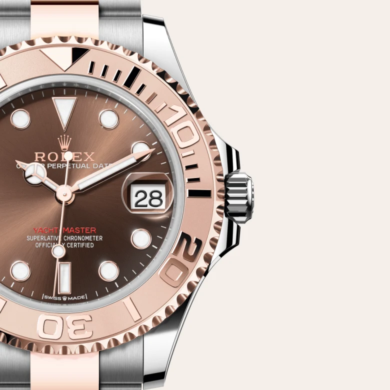 A close-up view of the The Rolex Yacht-Master 37 in Oystersteel and Everose gold. - Chang Ein Hong