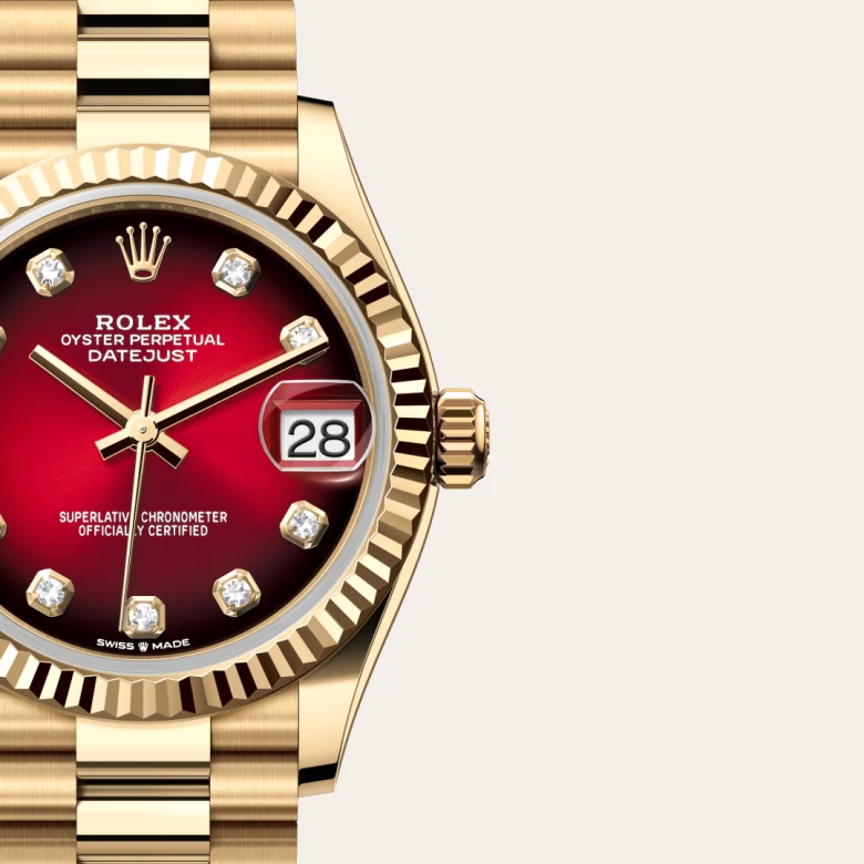 A close-up view of the The Rolex Datejust 31 in yellow gold. - Chang Ein Hong