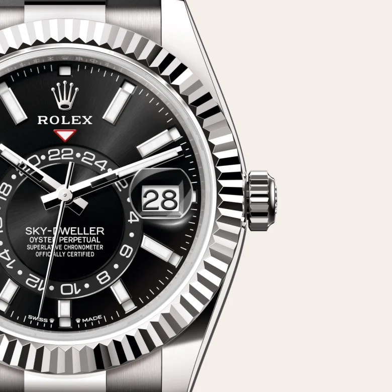 A close-up view of the The Rolex Sky-Dweller in white gold. - Chang Ein Hong