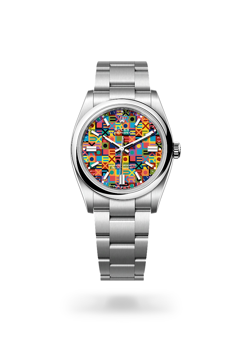 Rolex Oyster Perpetual 36 in Oystersteel with multicolour Celebration dial, domed bezel and Oyster bracelet - Chang Ein Hong