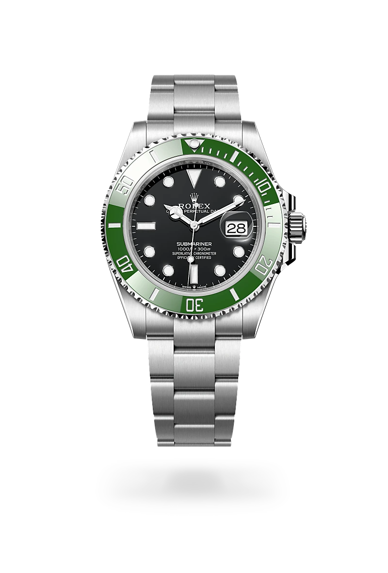 Rolex Submariner Date 41 mm in Oystersteel with black dial, unidirectional rotatable green Cerachrom bezel and Oyster bracelet - Chang Ein Hong