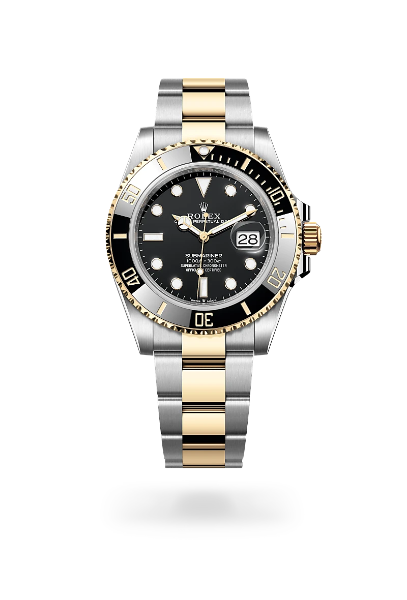 Rolex Submariner Date 41 mm in yellow Rolesor with black dial, unidirectional rotatable black Cerachrom bezel and Oyster bracelet - Chang Ein Hong