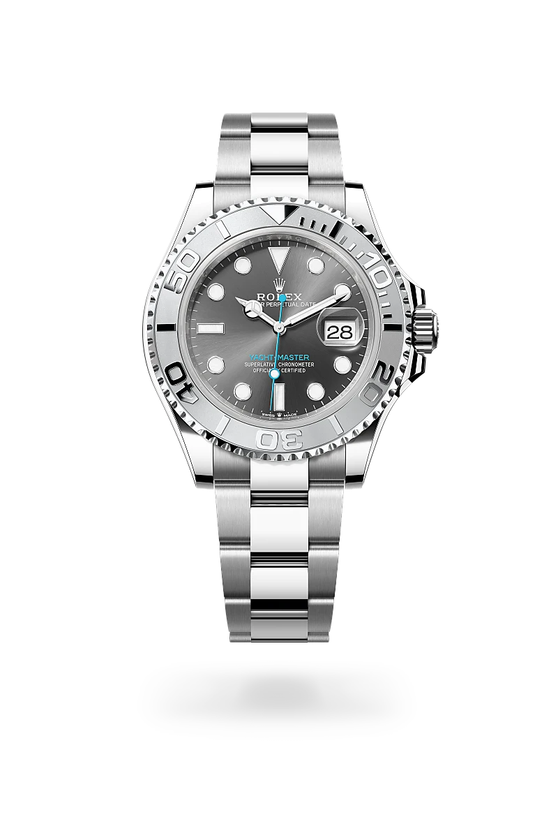 Rolex Yacht-Master 40 in Rolesium with slate dial, rotatable platinum bezel and Oyster bracelet - Chang Ein Hong