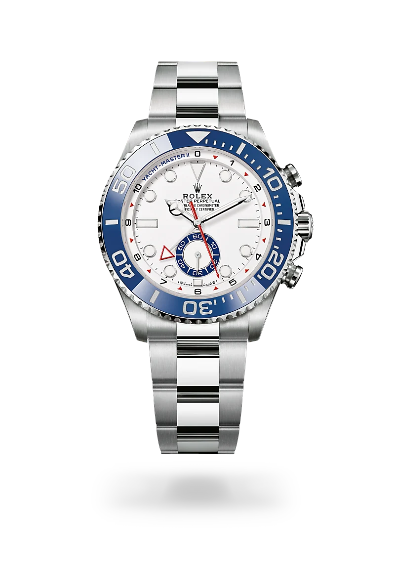 Rolex Yacht-Master II in Oystersteel with white dial, regatta countdown function, blue Cerachrom bezel and Oyster bracelet - Chang Ein Hong