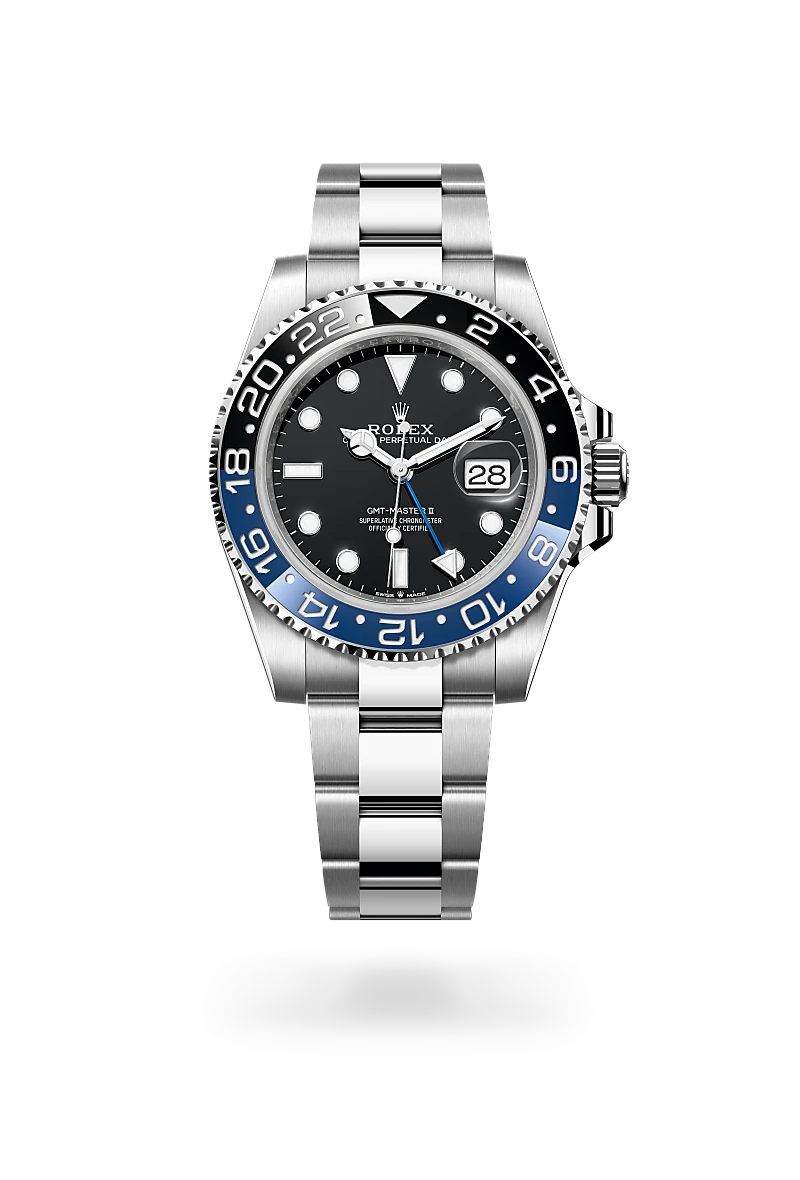 Rolex GMT-Master II in Oystersteel with black dial, bidirectional rotatable black and blue Cerachrom bezel and Oyster bracelet - Chang Ein Hong
