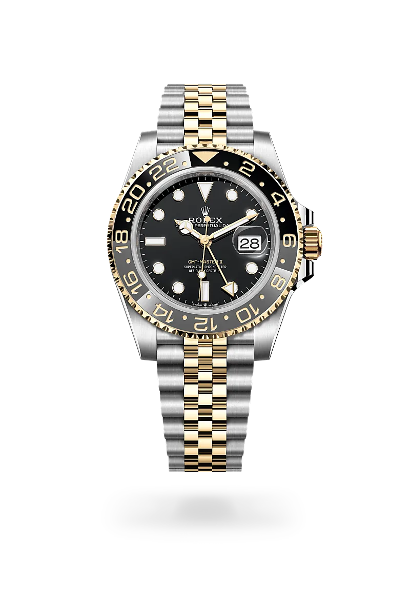 Rolex GMT-Master II in yellow Rolesor with black dial, bidirectional rotatable grey and black Cerachrom bezel and Jubilee bracelet - Chang Ein Hong
