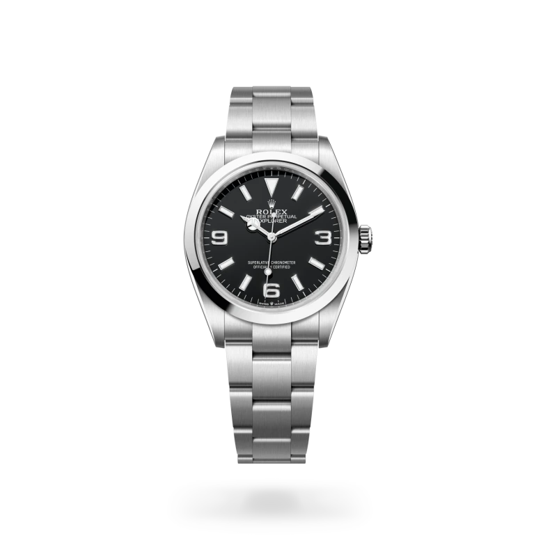 Rolex Explorer 36 in Oystersteel with black dial, characteristic 3, 6 and 9 Chromalight numerals and smooth bezel - Chang Ein Hong