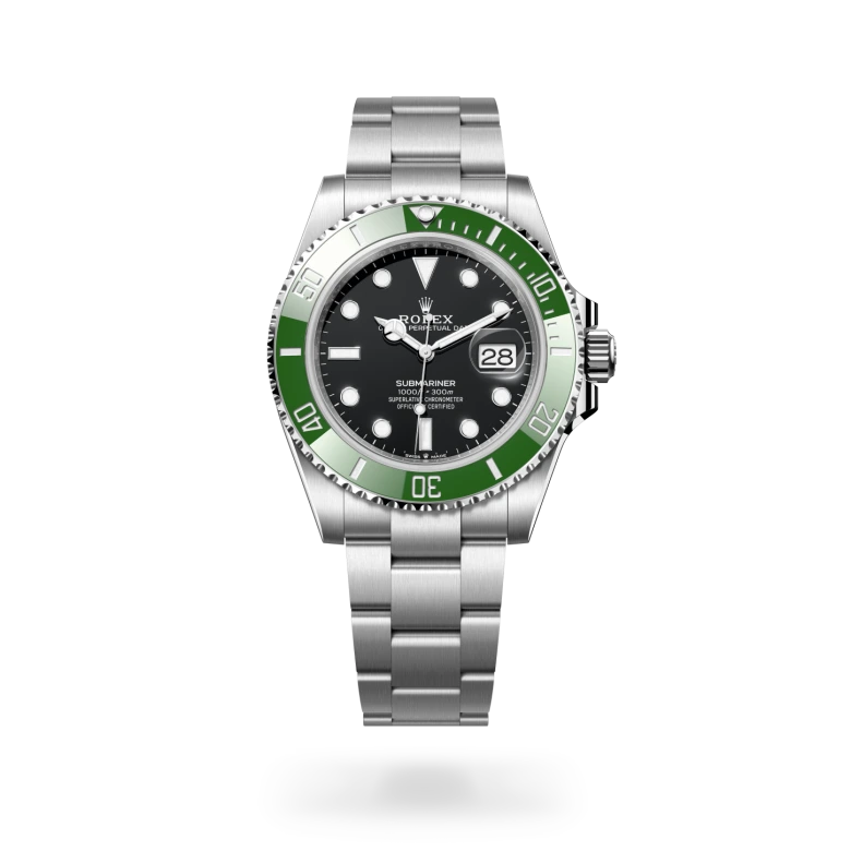 Rolex Submariner Date 41 mm in Oystersteel with black dial, unidirectional rotatable green Cerachrom bezel and Oyster bracelet - Chang Ein Hong