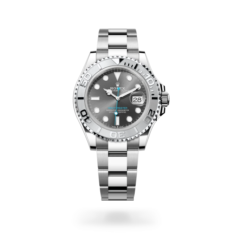 Rolex Yacht-Master 40 in Rolesium with slate dial, rotatable platinum bezel and Oyster bracelet - Chang Ein Hong
