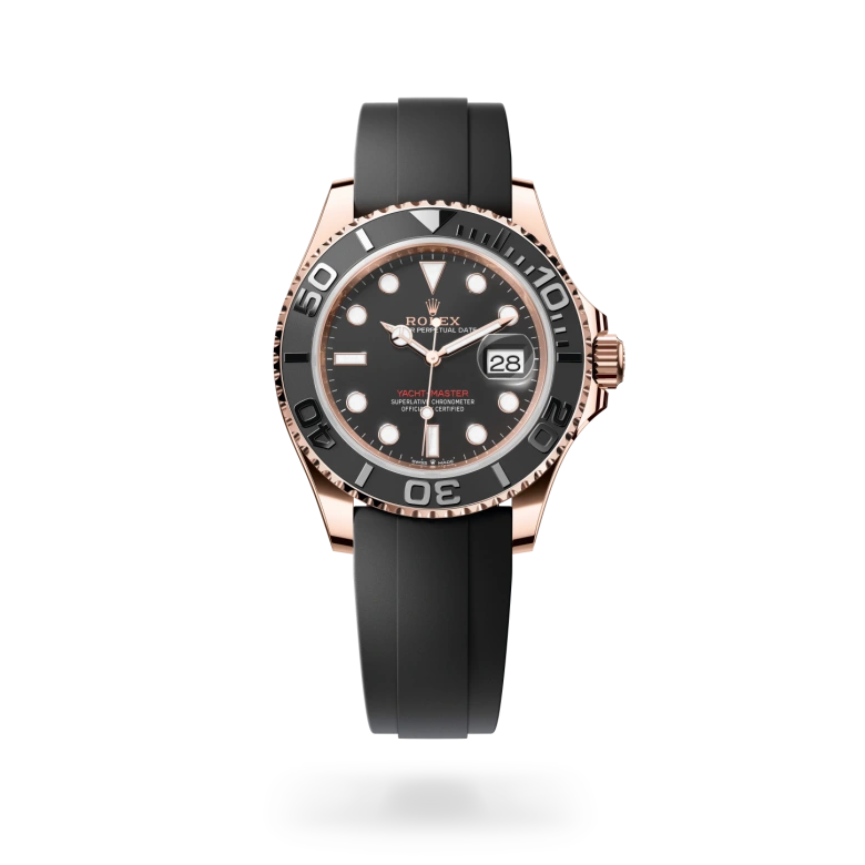 Rolex Yacht-Master 40 in 18 ct Everose gold with black dial, bidirectional rotatable black Cerachrom bezel and Oysterflex bracelet - Chang Ein Hong
