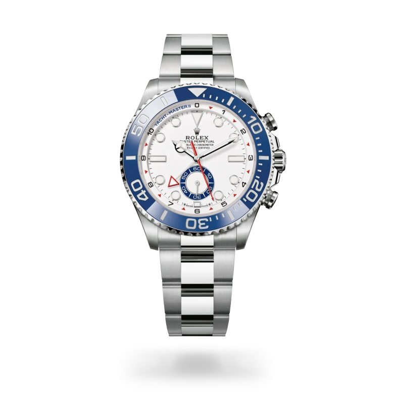 Rolex Yacht-Master II in Oystersteel with white dial, regatta countdown function, blue Cerachrom bezel and Oyster bracelet - Chang Ein Hong
