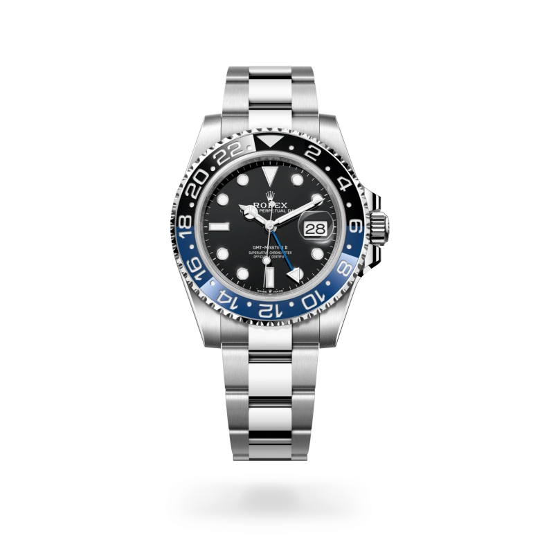 Rolex GMT-Master II in Oystersteel with black dial, bidirectional rotatable black and blue Cerachrom bezel and Oyster bracelet - Chang Ein Hong