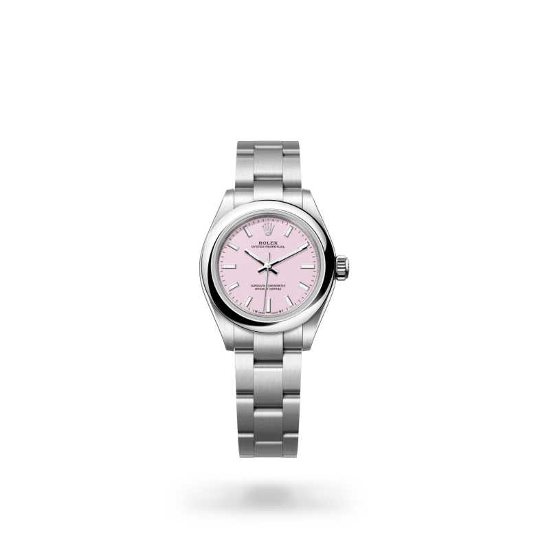 Rolex Oyster Perpetual 28 in Oystersteel with pink lacquer dial, domed bezel and Oyster bracelet - Chang Ein Hong