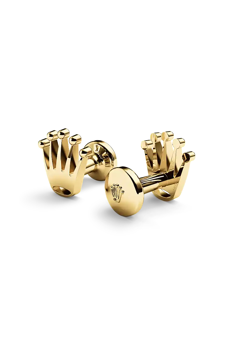 Rolex ‘Crown’ cufflinks made of 18 ct yellow gold and shaped in the form of the signature Rolex crown. - Chang Ein Hong