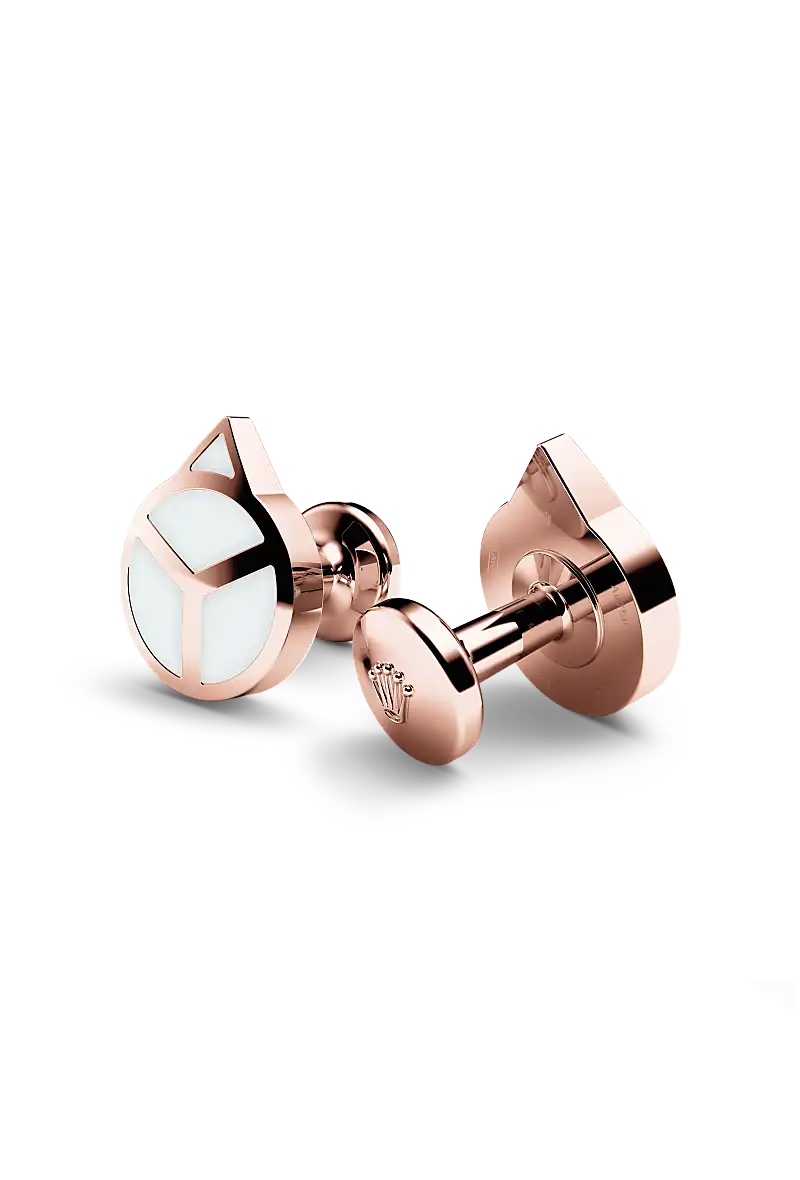 Rolex ‘Hand’ cufflinks made of 18 ct Everose gold that echo the hour hand found on Professional Rolex watches, equipped with a Chromalight display. - Chang Ein Hong